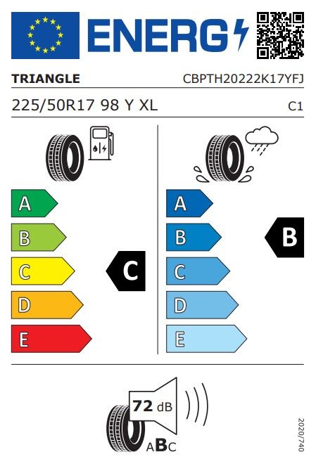 Eticheta Energetica Anvelope  225 50 R17 Triangle Effex Sport Th202 