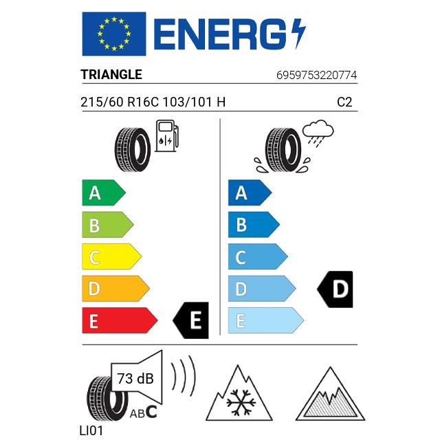 Eticheta Energetica Anvelope  215 60 R16C Triangle Ll01 