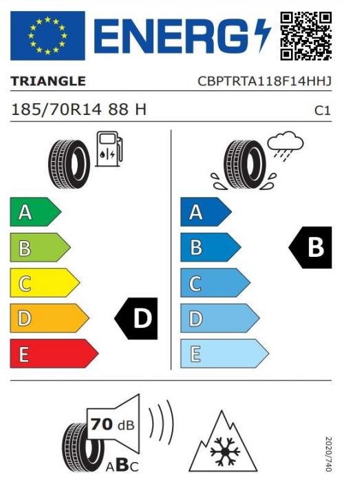 Eticheta Energetica Anvelope  185 70 R14 Triangle Seasonx Ta01 