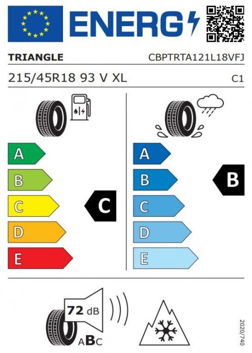 Eticheta Energetica Anvelope  215 45 R18 Triangle Seasonx Ta01 