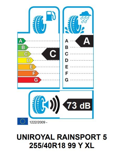Eticheta Energetica Anvelope  255 40 R18 Uniroyal Rainsport 5 