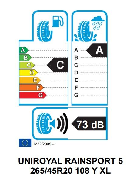 Eticheta Energetica Anvelope  265 45 R20 Uniroyal Rainsport 5 