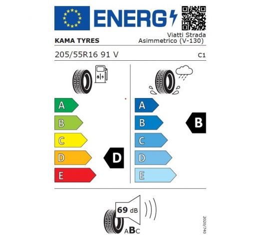 Eticheta Energetica Anvelope  205 55 R16 Viatti V-130 