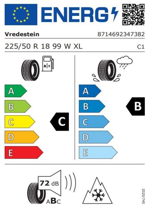 Eticheta Energetica Anvelope  225 50 R18 Vredestein Quatrac Pro 