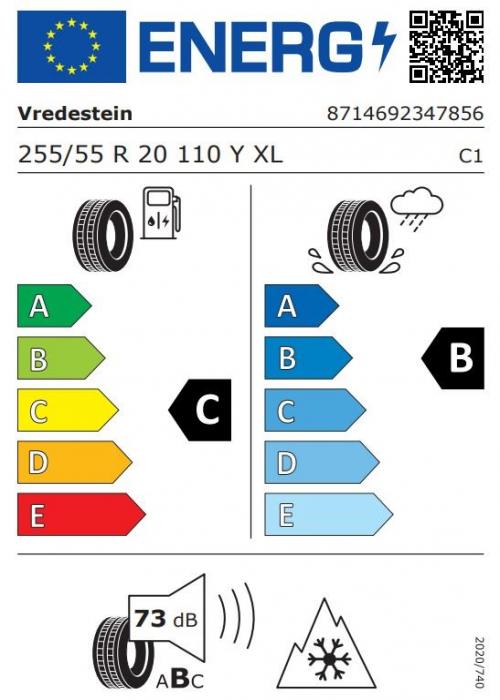 Eticheta Energetica Anvelope  255 55 R20 Vredestein Quatrac Pro 