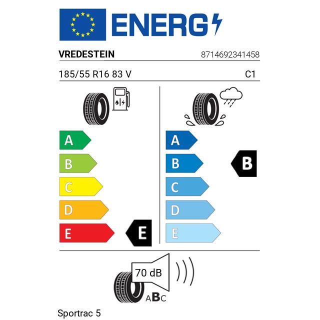 Eticheta Energetica Anvelope  185 55 R16 Vredestein Sportrac 5 