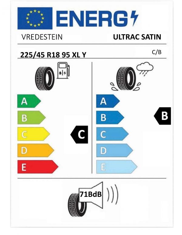 Eticheta Energetica Anvelope  225 45 R18 Vredestein Ultrac Satin 