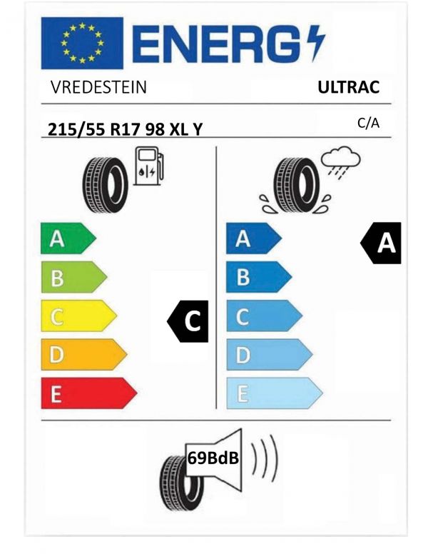 Eticheta Energetica Anvelope  215 55 R17 Vredestein Ultrac 