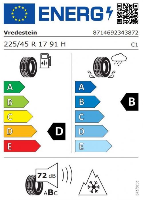 Eticheta Energetica Anvelope  225 45 R17 Vredestein Wintrac Pro 
