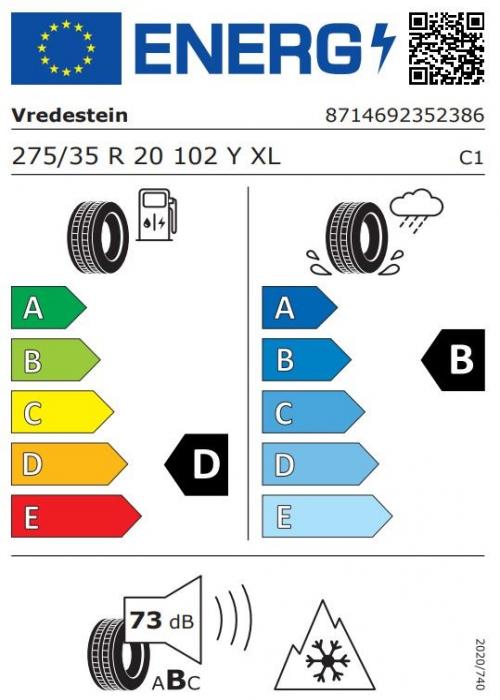 Eticheta Energetica Anvelope  275 35 R20 Vredestein Wintrac Pro 