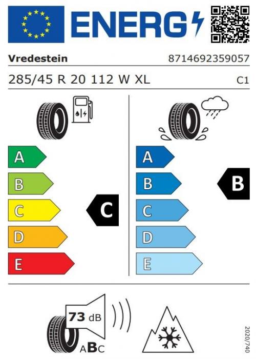 Eticheta Energetica Anvelope  285 45 R20 Vredestein Wintrac Pro 