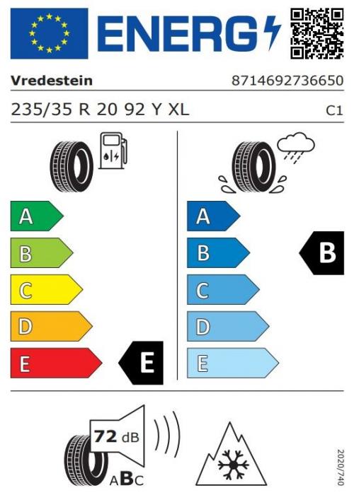 Eticheta Energetica Anvelope  235 35 R20 Vredestein Wintrac Pro 