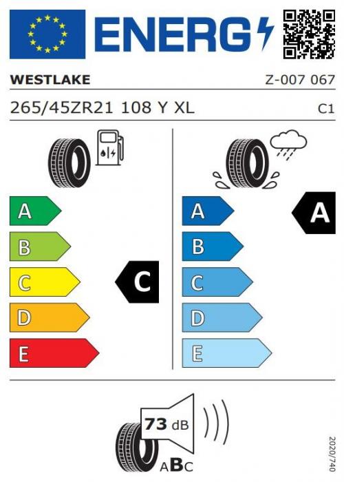 Eticheta Energetica Anvelope  265 45 R21 Westlake Z007 