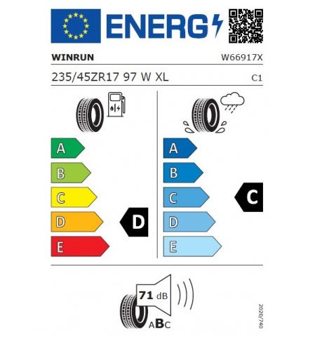 Eticheta Energetica Anvelope  235 45 R17 Winrun R330 