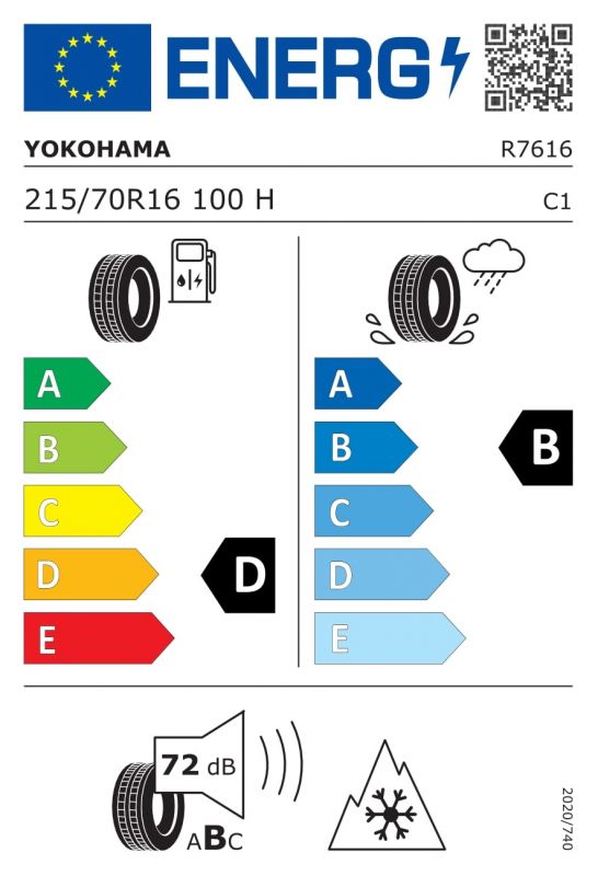 Eticheta Energetica Anvelope  215 70 R16 Yokohama Aw21 