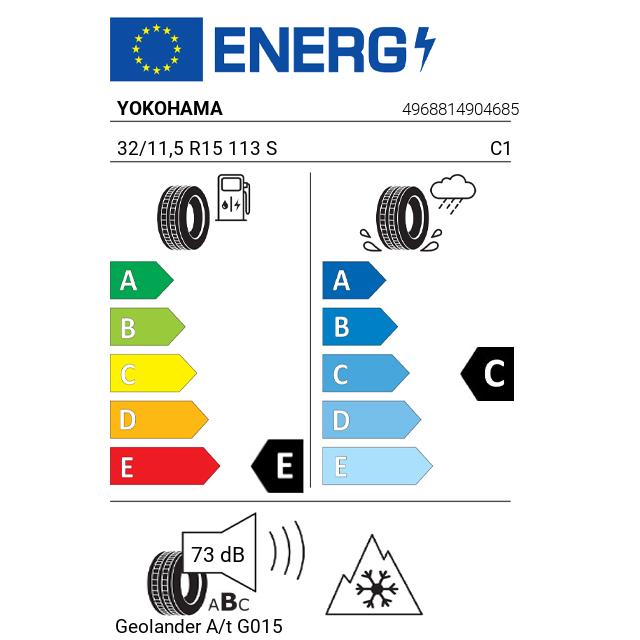Eticheta Energetica Anvelope  32 11,5 R15 Yokohama Geolander A/t G015 