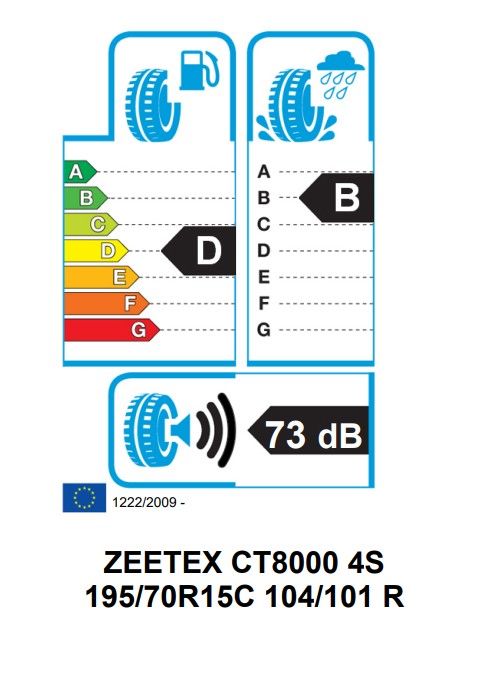 Eticheta Energetica Anvelope  195 70 R15C Zeetex Ct8000 4s 