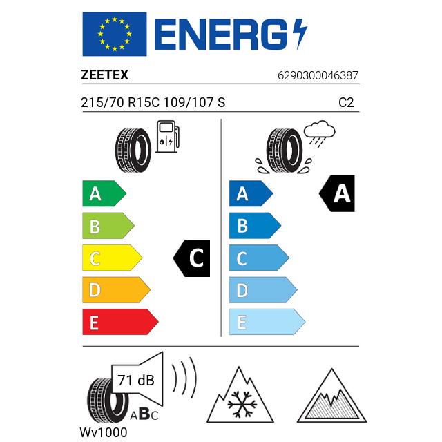 Eticheta Energetica Anvelope  215 70 R15C Zeetex Wv1000 