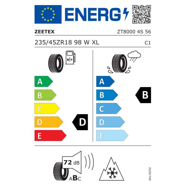 Eticheta Energetica Anvelope  235 45 R18 Zeetex Zt8000 4s 