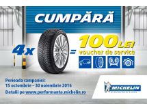PROMOTIE Michelin in perioada 15.10.2016-30.11.2016 - CADOU 100 LEI la 4 anvelope Michelin!
